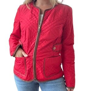 Charter Club Quilted Equestrian Zip Front Red Coat Women’s Size Medium